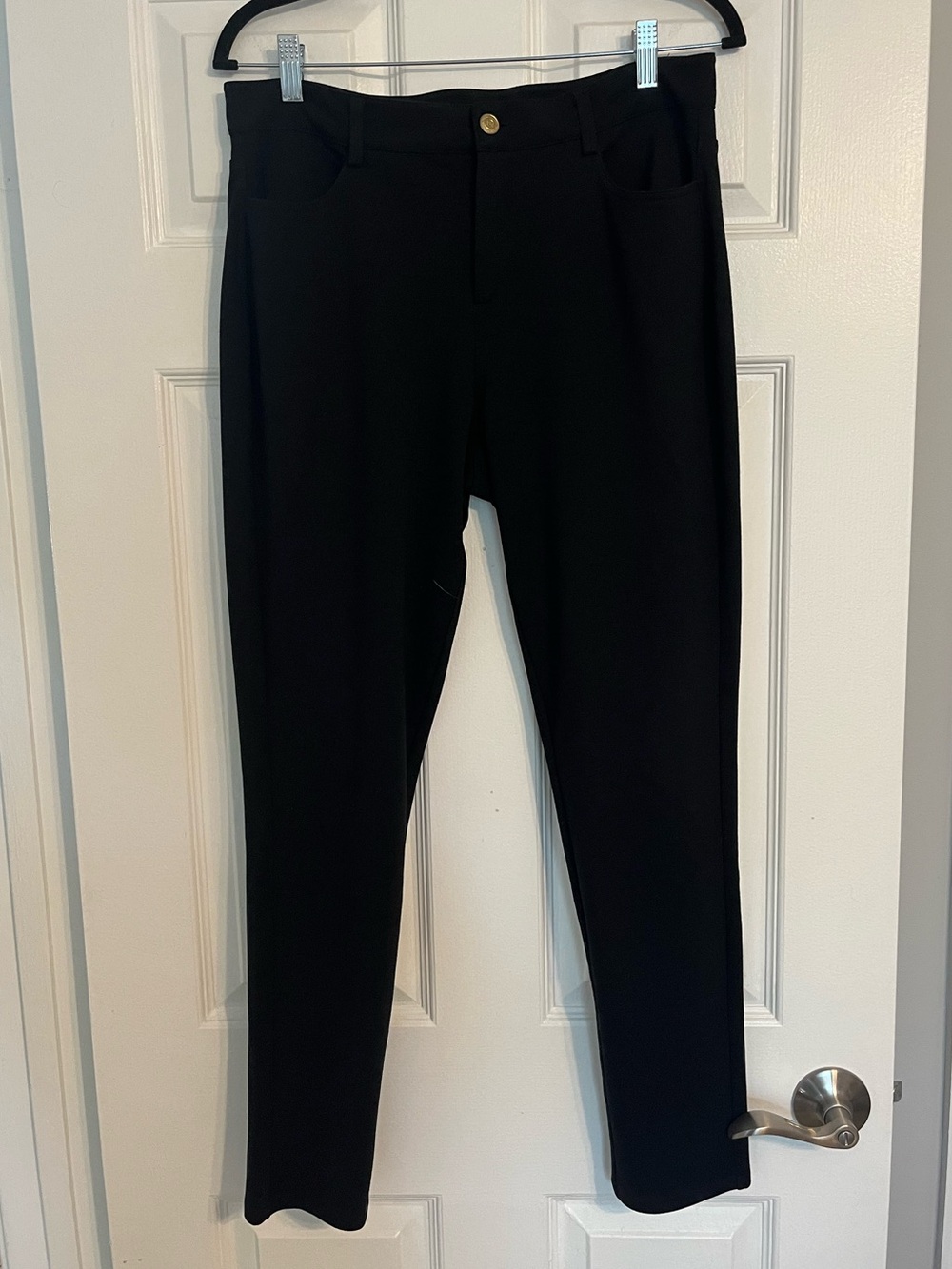 Michael Kors Women’s Black Legging Pants with Gold Logo Button